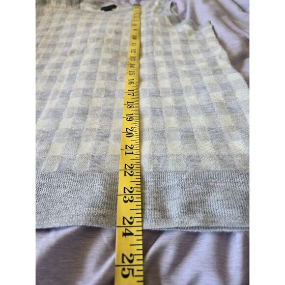 J Crew Womens Medium 100% Cashmere Preppy Gingham Gray Sweater Vest Quiet Luxury - Picture 7 of 7